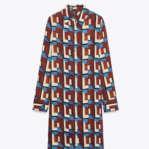 Zara ZW COLLECTION PRINTED LONG SHIRT